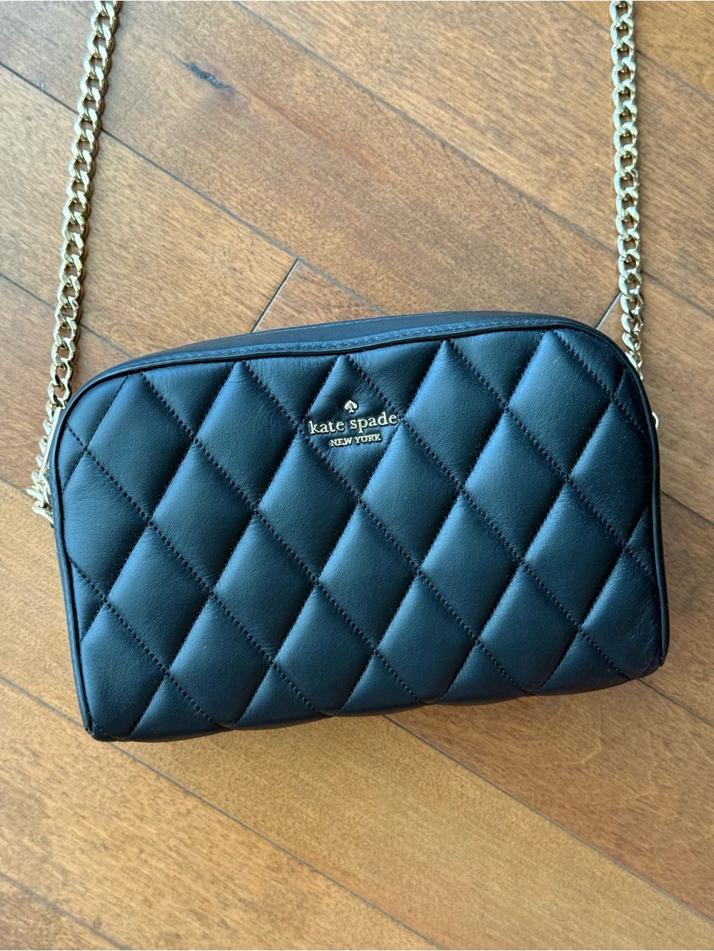 Kate Spade Carey Smooth Quilted Leather Camera Crossbody Bag with Gold Chain - Picture 2 of 5